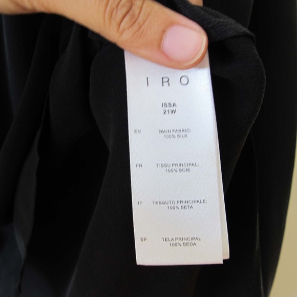 IRO Issa Silk Crepe Blouse Black 38 Minimalist Office Avant Garde Wide Sleeve - Picture 8 of 8